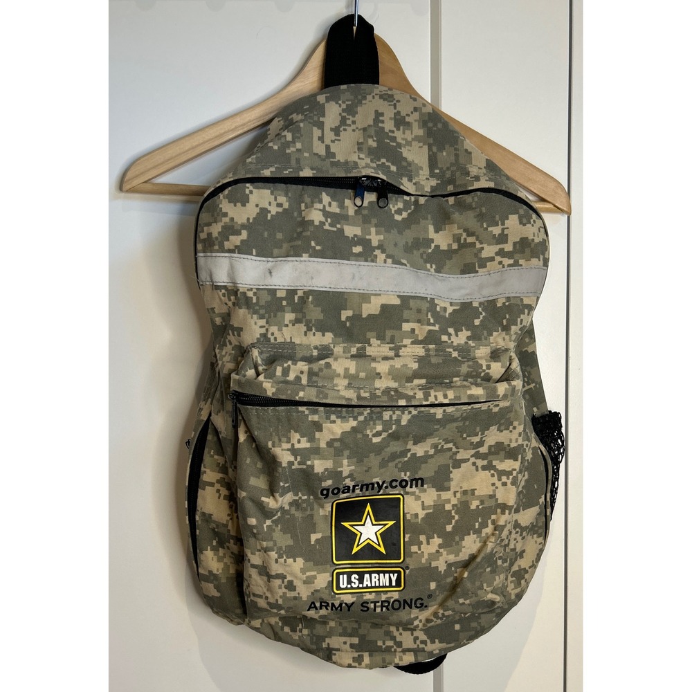 US Army Strong Digital Camo Backpack ACU Pattern Reflective Strip Utility Bag
